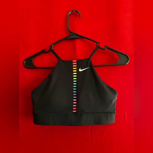 BNWOT-Nike Dri-FIT Black/Rainbow Activewear Sports Bra Size Small - Picture 1 of 5